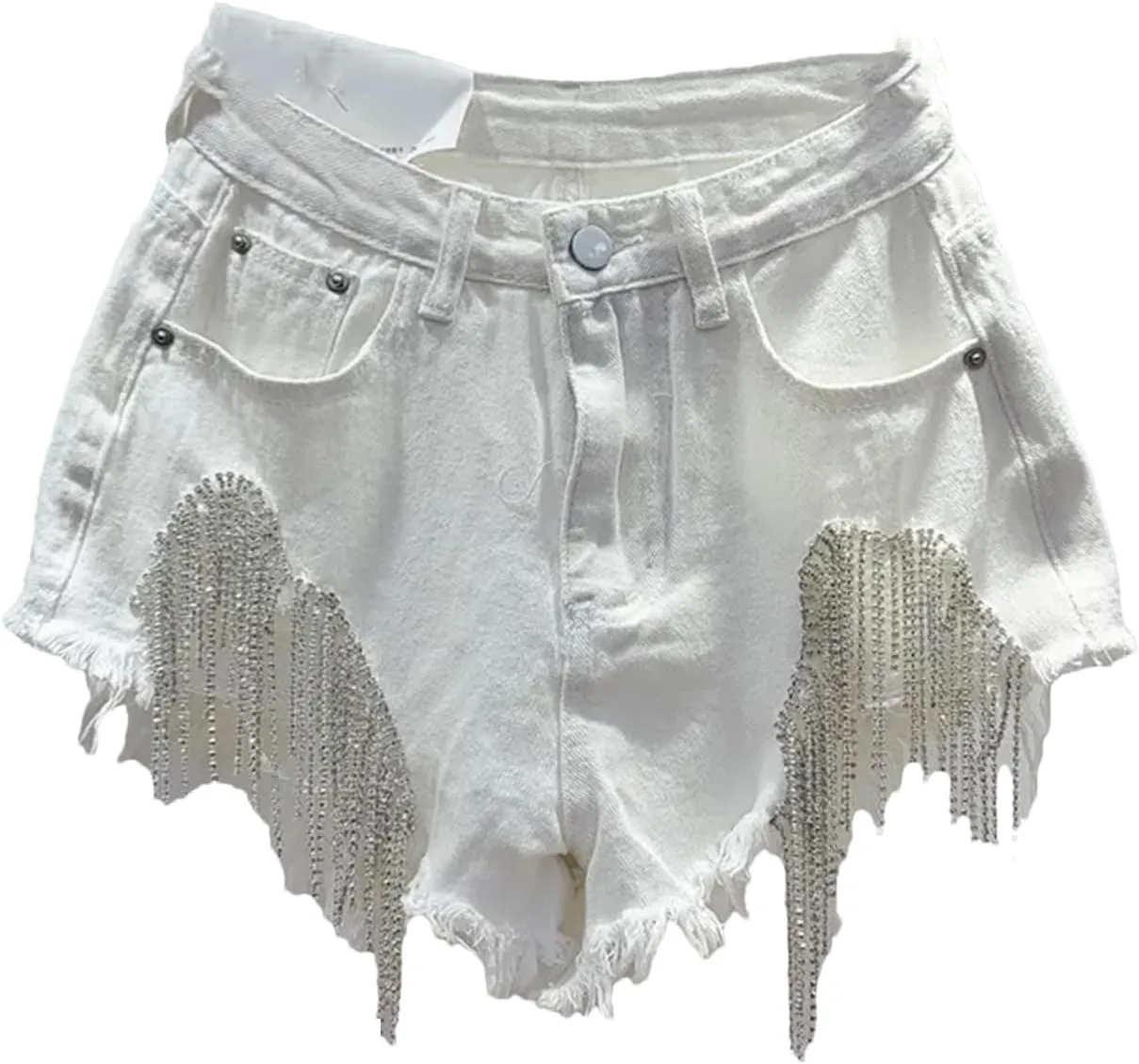 Womens Spring Summer Metallic Thread Denim Shorts High Waist Nightclub Disco Retro Hot Pants
