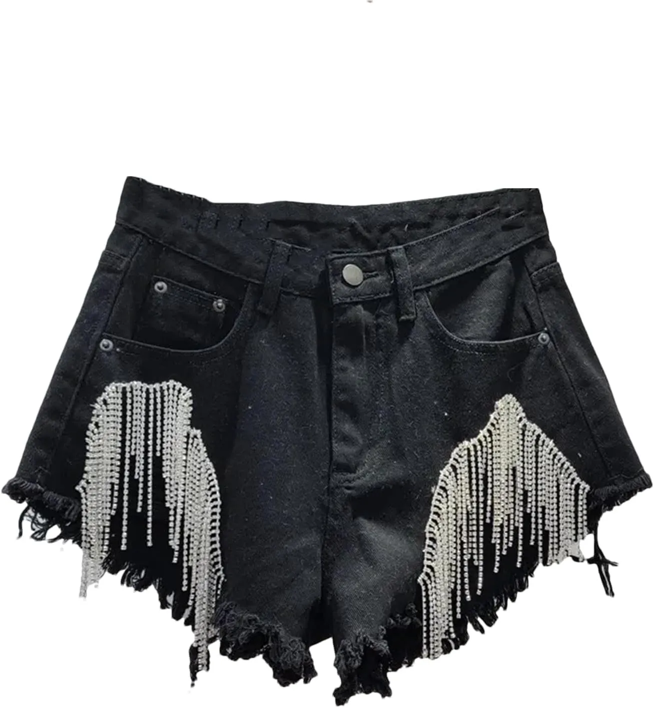 Womens Spring Summer Metallic Thread Denim Shorts High Waist Nightclub Disco Retro Hot Pants