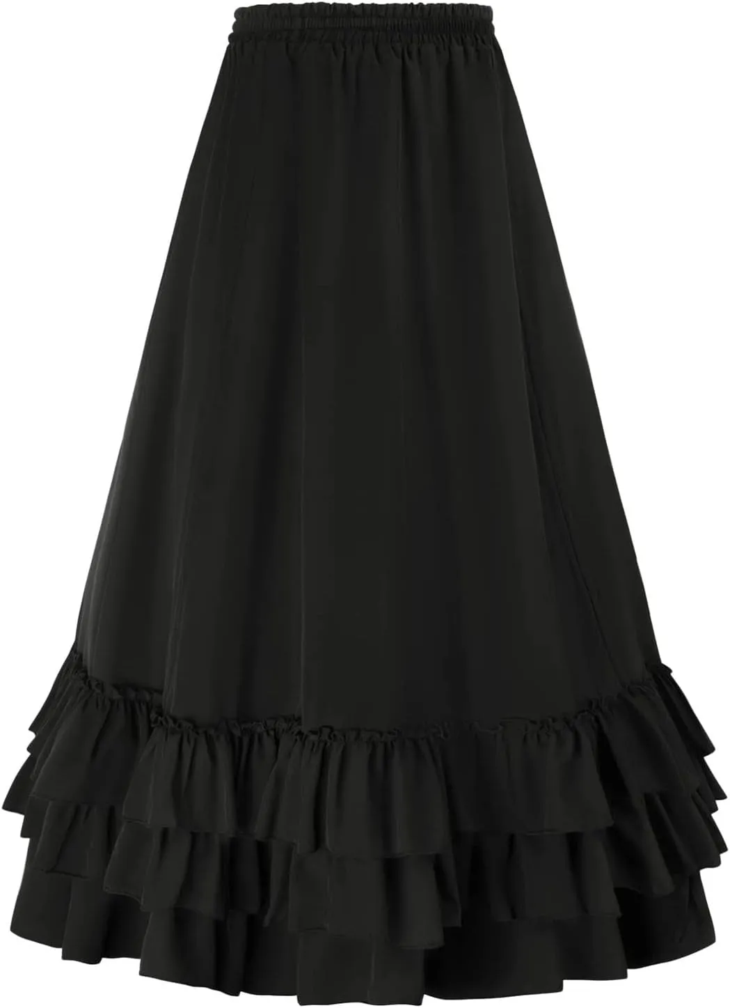 Women's Steampunk Maxi Skirt Ruffle High Waist Victorian Long Mermaid Skirt Medieval Renaissance Gothic Vintage Skirts