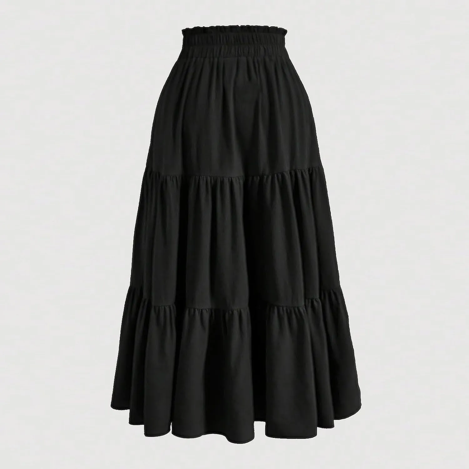 Womens Tiered Maxi Skirts Drawstring Elastic Waist Flowy Swing Long Skirt Summer Boho Beach Dress Trendy Clothes