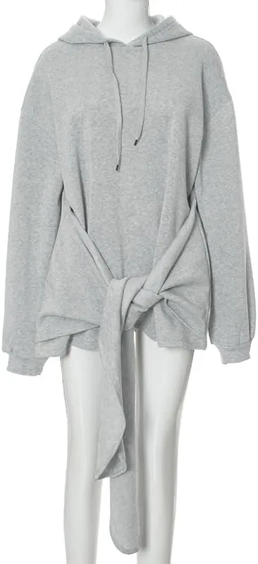 Womens Y2K Oversized Hoodie Grey Sweatshirt Long Sleeve Fleece Pullover Sweatshirt Dresses for Women 2025