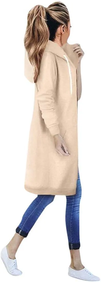Women's Zip Up Hoodies Oversized Fleece Open Front Hooded Long Sweatshirts Casual Long Sleeve 2024 Fall Jacket Coat