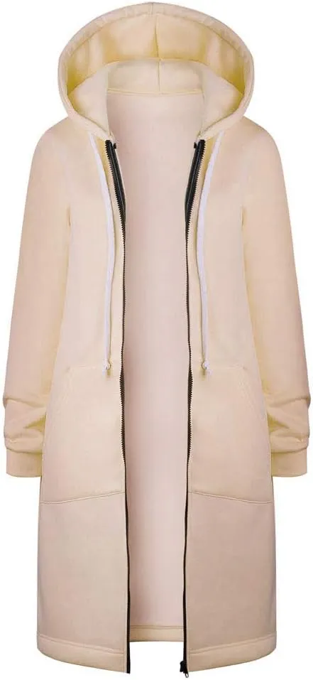 Women's Zip Up Hoodies Oversized Fleece Open Front Hooded Long Sweatshirts Casual Long Sleeve 2024 Fall Jacket Coat