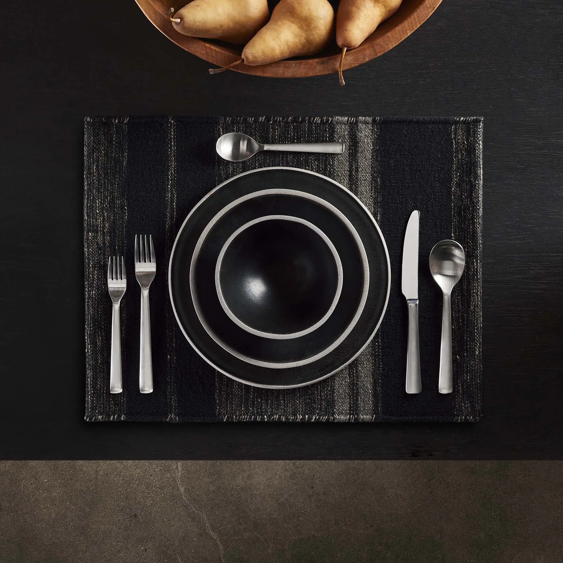Wool Multi Stripe Placemat - Black Marle/Black/Flint