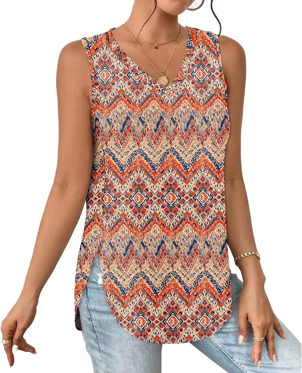 XIEERDUO Womens Tank Tops V Neck Eyelet Embroidery Casaul Sleeveless Shirts