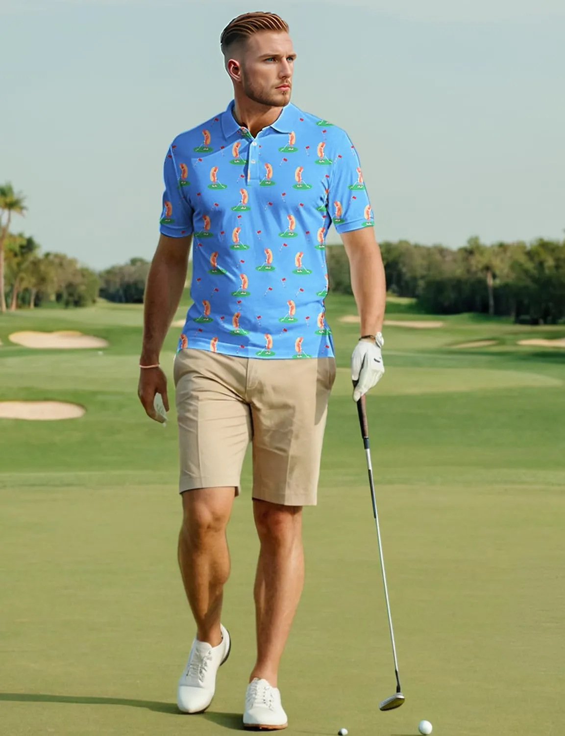 Yoimira Funny Golf Shirts for Mens Polo Shirt Quick Dry Moisture Wicking 4-Way Stretch Fit Short Sleeve for Casual
