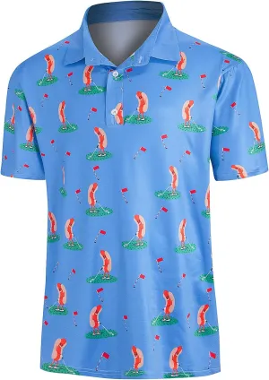 Yoimira Funny Golf Shirts for Mens Polo Shirt Quick Dry Moisture Wicking 4-Way Stretch Fit Short Sleeve for Casual