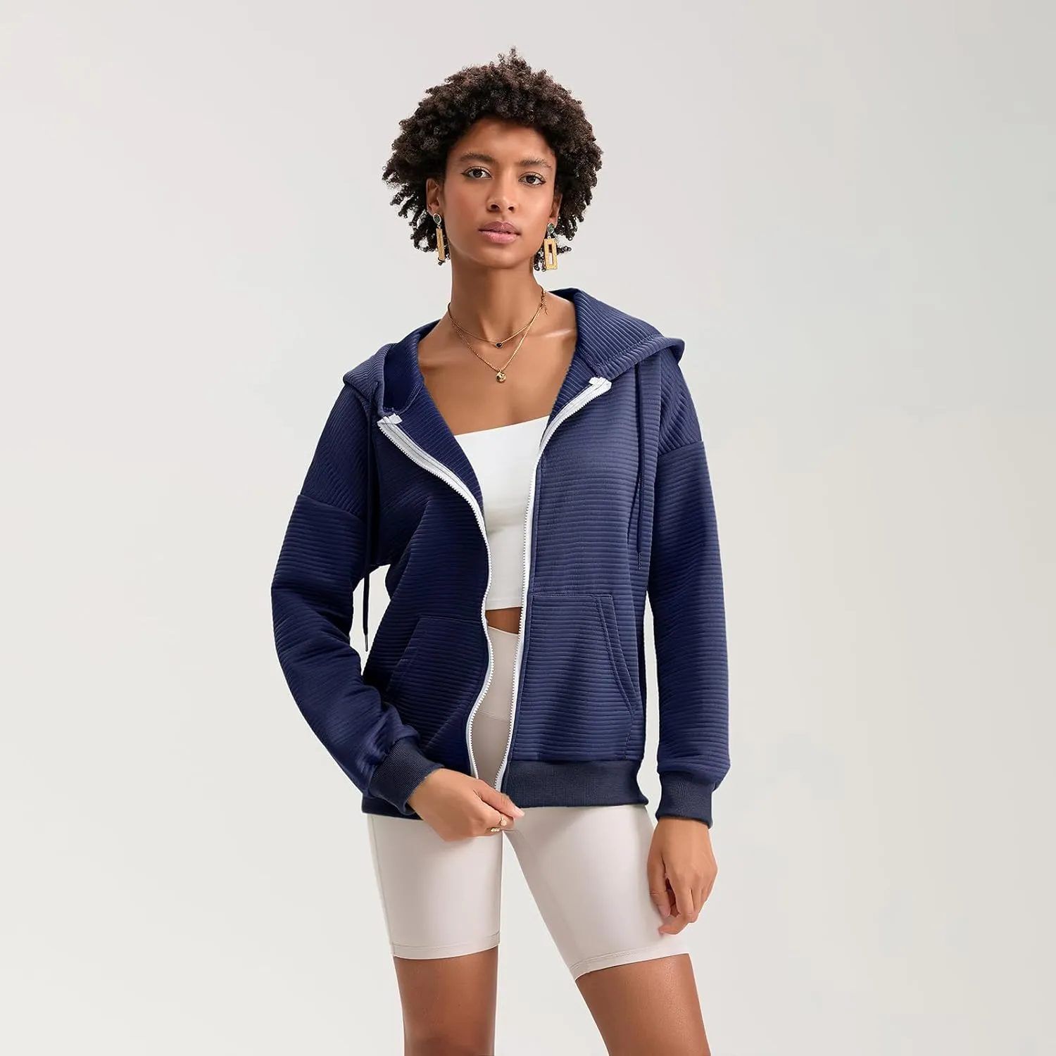 Yuemengxuan Womens Zip Up Hoodies Long Sleeve Oversized Sweatshirts Casual Jackets Sweater Spring Outfits 2025 Fashion