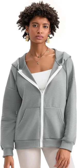 Yuemengxuan Womens Zip Up Hoodies Long Sleeve Oversized Sweatshirts Casual Jackets Sweater Spring Outfits 2025 Fashion