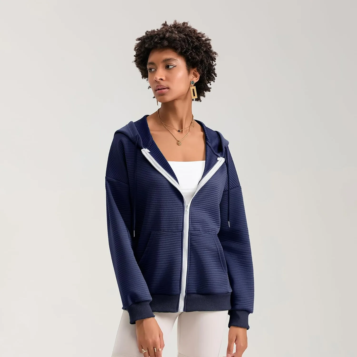 Yuemengxuan Womens Zip Up Hoodies Long Sleeve Oversized Sweatshirts Casual Jackets Sweater Spring Outfits 2025 Fashion