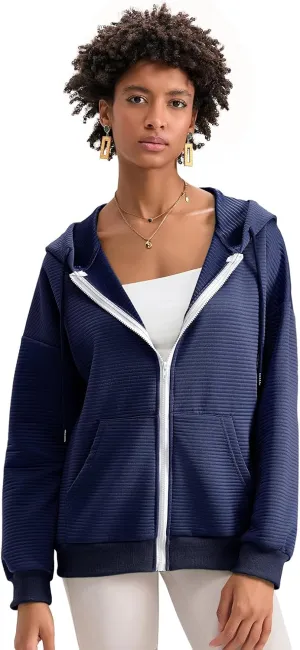 Yuemengxuan Womens Zip Up Hoodies Long Sleeve Oversized Sweatshirts Casual Jackets Sweater Spring Outfits 2025 Fashion