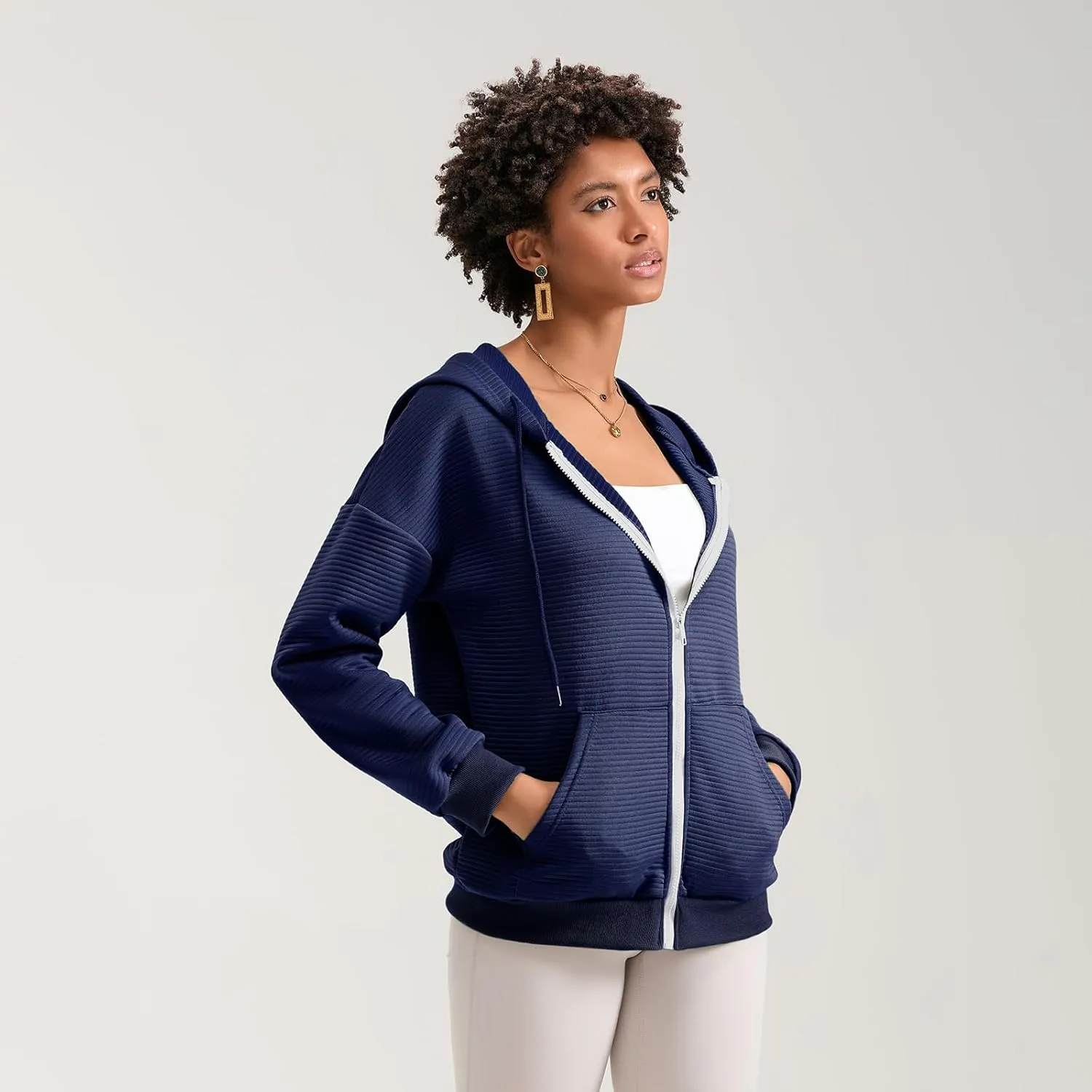 Yuemengxuan Womens Zip Up Hoodies Long Sleeve Oversized Sweatshirts Casual Jackets Sweater Spring Outfits 2025 Fashion