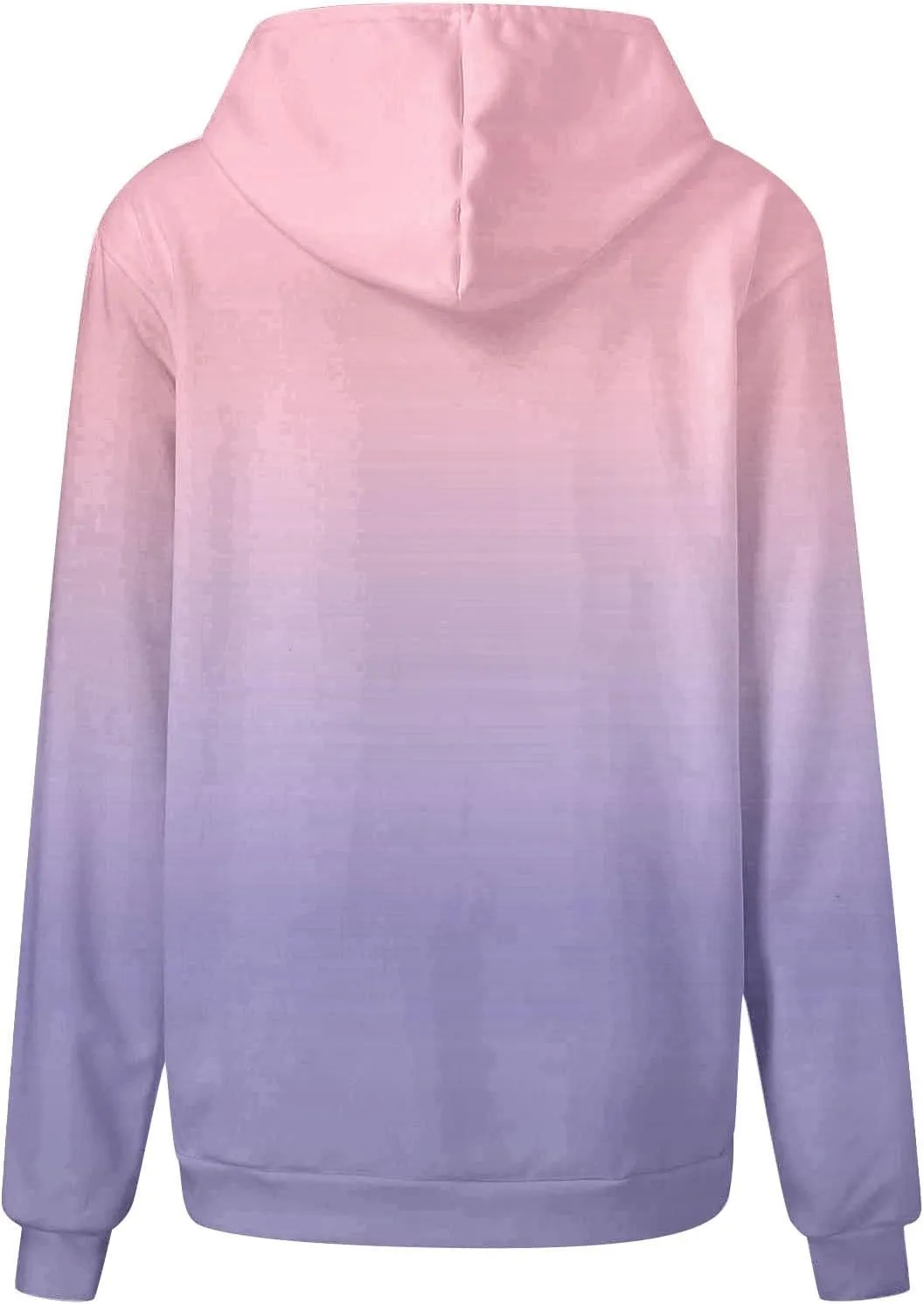 ZDRZK Hoodies For Women Gradient Print Casual Crewneck Long Sleeve Sweatshirts Hooded Loose Fit Oversized Pullover